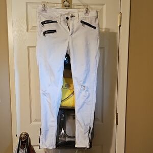 Women's Rag & Bone White Straight Leg Zipper Pants